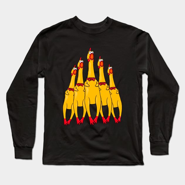 Screaming rubber chicken Long Sleeve T-Shirt by Sketchy
